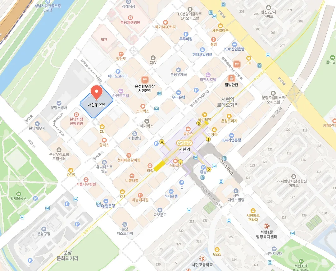 라포르테블랑 서현 오시는 길 지도